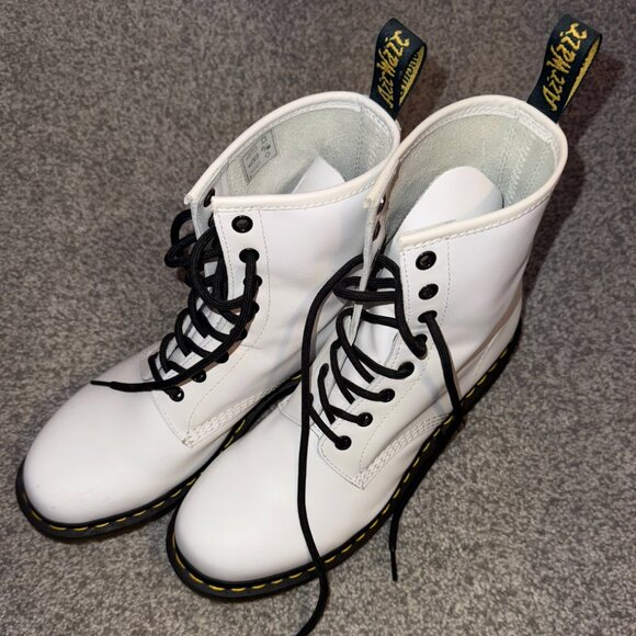 Dr. Martens 1460 Slim Smooth Leather Lace Up Boots (White) 10 - Picture 2 of 3